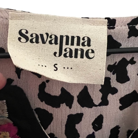 Savanna Jane Floral Embroidery Leopard Print Dress Size Small - Picture 8 of 14